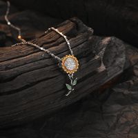 Lässig Blume Sterling Silber Überzug Inlay Zirkon Weißgold Plattiert Halskette Mit Anhänger main image 1