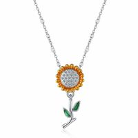 Casual Flower Sterling Silver Plating Inlay Zircon White Gold Plated Pendant Necklace main image 2