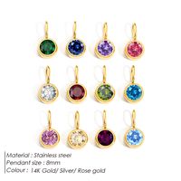 1 Piece Stainless Steel Rhinestones 14K Gold Plated Rose Gold Plated Round Polished Pendant main image 2