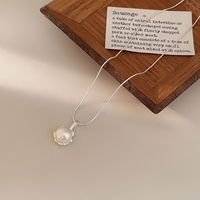 Simple Style Round Sterling Silver Plating Inlay Freshwater Pearl Silver Plated Pendant Necklace main image 2