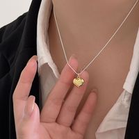 Simple Style Classic Style Heart Shape Sterling Silver Plating 24k Gold Plated Silver Plated Pendant Necklace main image 1