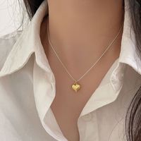 Simple Style Classic Style Heart Shape Sterling Silver Plating 24k Gold Plated Silver Plated Pendant Necklace main image 2