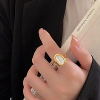Simple Style Commute Round Sterling Silver Plating Inlay Shell 24k Gold Plated White Gold Plated Rings main image 1