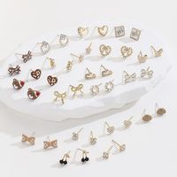 1 Set Simple Style Cherry Bow Knot Alloy Ear Studs main image 5