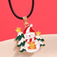 Christmas Simple Style Streetwear Christmas Tree Snowman Alloy Enamel Christmas Women's Pendant Necklace main image 5