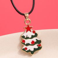 Christmas Simple Style Streetwear Christmas Tree Snowman Alloy Enamel Christmas Women's Pendant Necklace main image 4
