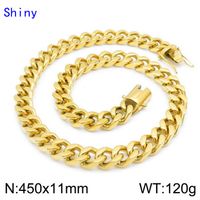 Hip-Hop Retro Solid Color 18K Gold Plated Titanium Steel Wholesale Bracelets Necklace sku image 8