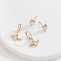 2 Pairs Simple Style Wings Plating Inlay Alloy Zircon Gold Plated Ear Studs main image 1