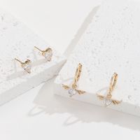 2 Pairs Simple Style Wings Plating Inlay Alloy Zircon Gold Plated Ear Studs main image 2