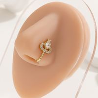 Vintage Style Leaves Heart Shape Copper Plating Inlay Zircon Gold Plated Nasal Splint main image 2