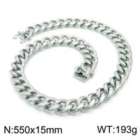 Hip-hop Retro Solid Color Titanium Steel Chain Men's Bracelets Necklace sku image 4