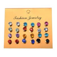 12 Pieces Simple Style Classic Style Circle Inlay Alloy Rhinestones Ear Studs main image 2