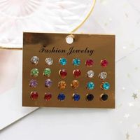 12 Pieces Simple Style Classic Style Circle Inlay Alloy Rhinestones Ear Studs main image 5