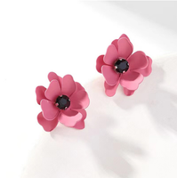 1 Paire Sucré Style Simple Fleur Incruster Ferroalliage Strass Boucles D'oreilles main image 4