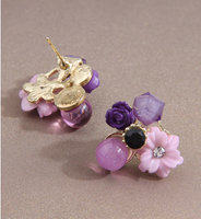1 Pair Sweet Flower Plating Inlay Alloy Resin Ear Studs main image 4