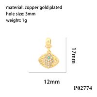 Simple Style Heart Shape Eye Butterfly Copper Enamel Plating Inlay Zircon 18k Gold Plated Charms sku image 5