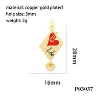 Simple Style Heart Shape Eye Butterfly Copper Enamel Plating Inlay Zircon 18k Gold Plated Charms sku image 7