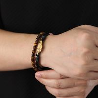 Style Vintage La Plume Acier Inoxydable Faux Cuir Oeil De Tigre Oeil De Tigre Hommes Bracelets main image 1