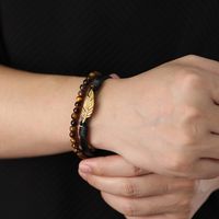 Vintage Style Feather Stainless Steel Pu Leather Tiger Eye Tiger Eye Men's Bracelets main image 1