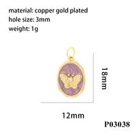 Simple Style Heart Shape Eye Butterfly Copper Enamel Plating Inlay Zircon 18k Gold Plated Charms sku image 3