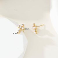 1 Pair Retro Cross Plating Inlay 304 Stainless Steel Pearl 18K Gold Plated Ear Studs main image 2