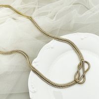 304 Stainless Steel 14K Gold Plated Roman Style Commute Plating Solid Color Necklace main image 3