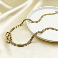 304 Stainless Steel 14K Gold Plated Roman Style Commute Plating Solid Color Necklace main image 1