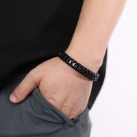 Vintage Style Simple Style Splicing Pu Leather Patchwork No Inlay Men's Bangle main image 1