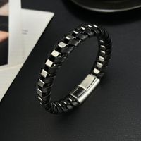 Vintage Style Simple Style Splicing Pu Leather Patchwork No Inlay Men's Bangle main image 3