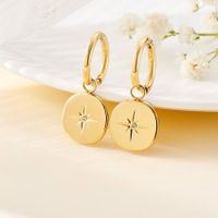 1 Pair Retro Star Plating 304 Stainless Steel 14K Gold Plated Drop Earrings main image 1