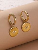 1 Pair Retro Star Plating 304 Stainless Steel 14K Gold Plated Drop Earrings main image 4