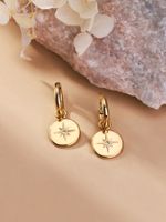 1 Pair Retro Star Plating 304 Stainless Steel 14K Gold Plated Drop Earrings main image 3