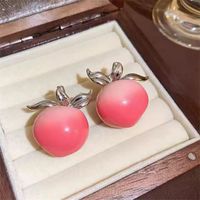 1 Pair Simple Style Peach Enamel Alloy Ear Studs sku image 1