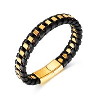 Vintage Style Simple Style Splicing Pu Leather Patchwork No Inlay Men's Bangle sku image 2