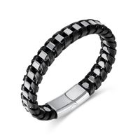Vintage Style Simple Style Splicing Pu Leather Patchwork No Inlay Men's Bangle sku image 1