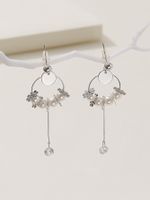 1 Pair Elegant Solid Color Flower Plating Hollow Out Inlay Alloy Artificial Diamond Drop Earrings main image 4