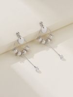 1 Pair Elegant Solid Color Flower Plating Hollow Out Inlay Alloy Artificial Diamond Drop Earrings main image 3
