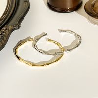 Copper 18K Gold Plated White-Plated K Basic Classic Style Plating Bamboo Bangle main image 4