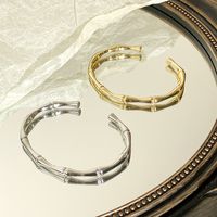 Copper 18K Gold Plated White-Plated K Basic Classic Style Plating Bamboo Bangle main image 1