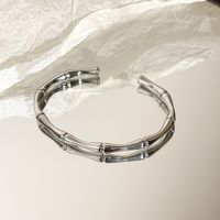 Copper 18K Gold Plated White-Plated K Basic Classic Style Plating Bamboo Bangle main image 10