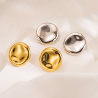1 Pair Simple Style Round Solid Color Stainless Steel Ear Studs main image 1