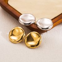 1 Pair Simple Style Round Solid Color Stainless Steel Ear Studs main image 5