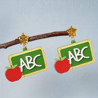 1 Pair Cartoon Style Letter Apple Arylic Drop Earrings main image 1