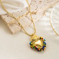 Elegant Vintage Style Simple Style Heart Shape Copper 18k Gold Plated Pendant Necklace In Bulk main image 4