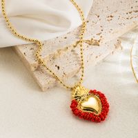 Elegant Vintage Style Simple Style Heart Shape Copper 18k Gold Plated Pendant Necklace In Bulk sku image 4
