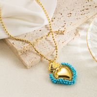 Elegant Vintage Style Simple Style Heart Shape Copper 18k Gold Plated Pendant Necklace In Bulk sku image 3