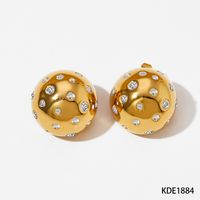1 Pair Simple Style Classic Style Geometric Plating Inlay 304 Stainless Steel Zircon 16K Gold Plated White Gold Plated Gold Plated Ear Studs sku image 4