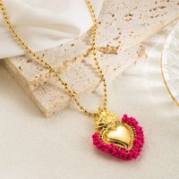 Elegant Vintage Style Simple Style Heart Shape Copper 18k Gold Plated Pendant Necklace In Bulk sku image 1