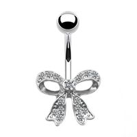 Elegant Hawaiian Tropical Coconut Heart Shape Bow Knot Stainless Steel Alloy Copper Plating Inlay Rhinestones White Gold Plated Gold Plated Belly Ring main image 5