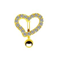 Elegant Hawaiian Tropical Coconut Heart Shape Bow Knot Stainless Steel Alloy Copper Plating Inlay Rhinestones White Gold Plated Gold Plated Belly Ring main image 3